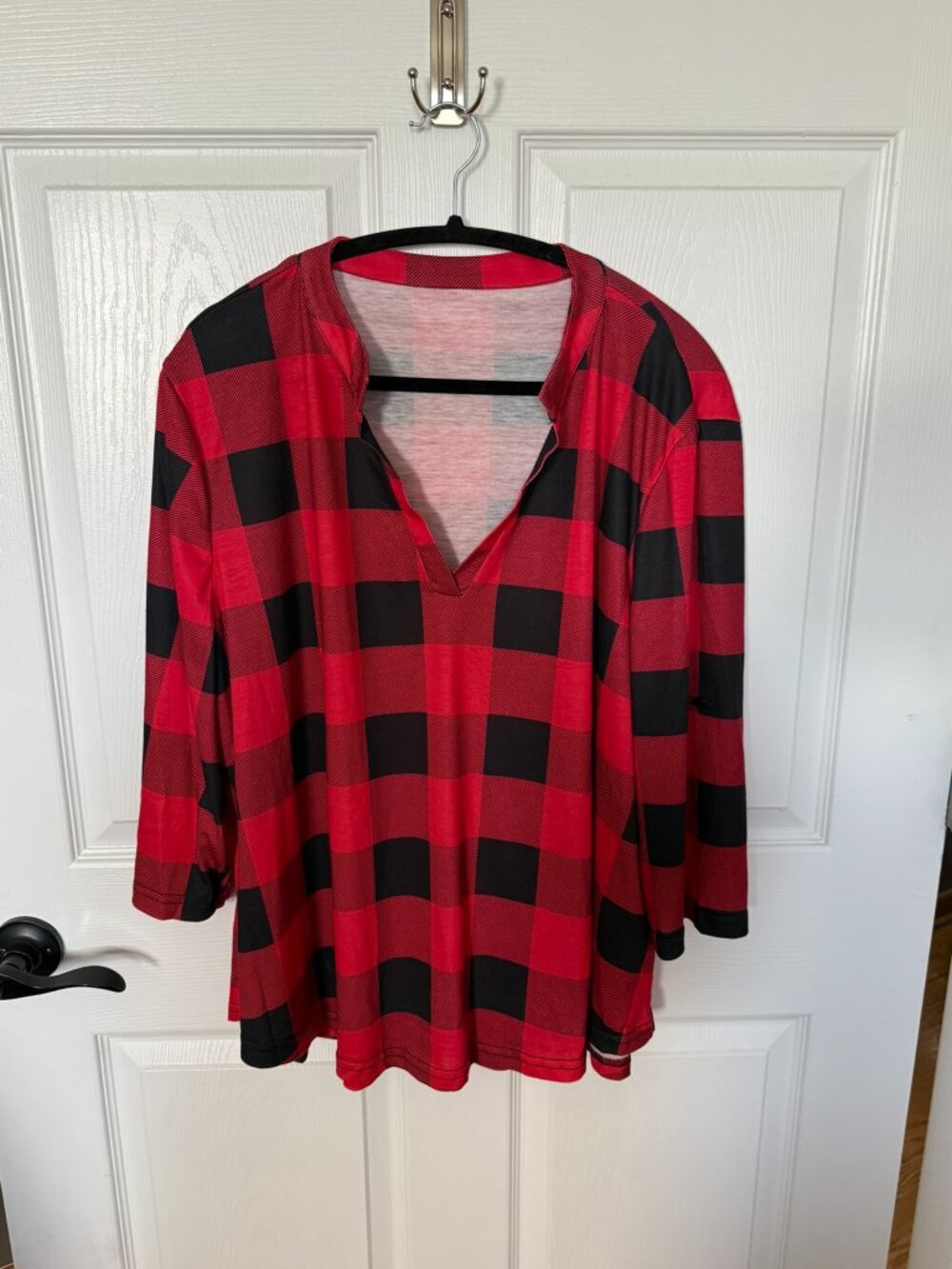 Amazon Plaid V-Neck Long Sleeve